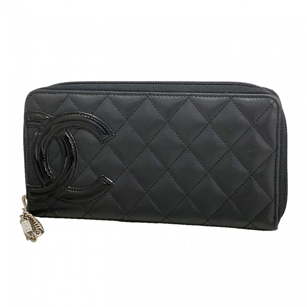 CHANEL Black Lambskin Leather Wallet